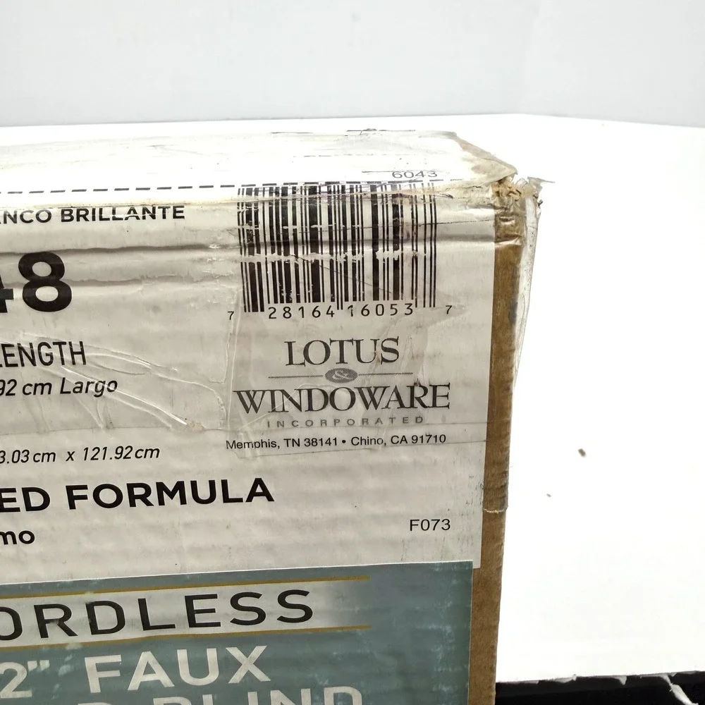 Lotus & Windoware Cordless 2in Faux Wood Blind 45x48 Bright White‎ Indoor Use